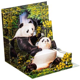 Happy Birthday Cards - Holiday Greeting Card, Graduation, Wedding, Anniversary Cards - for Wife Husband Kids Friends w/ Mailing Envelope (1 Pack, Panda)