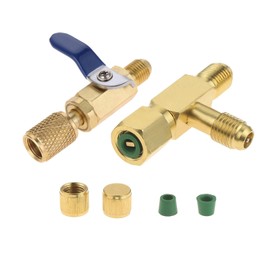Mtsooning Air Conditioner Ball Valve 1/4" SAE Adapter Straight Refrigerant Valve Replacement for R134a R22 R12 R410a Charging hoses A/C HVAC Refrigerant