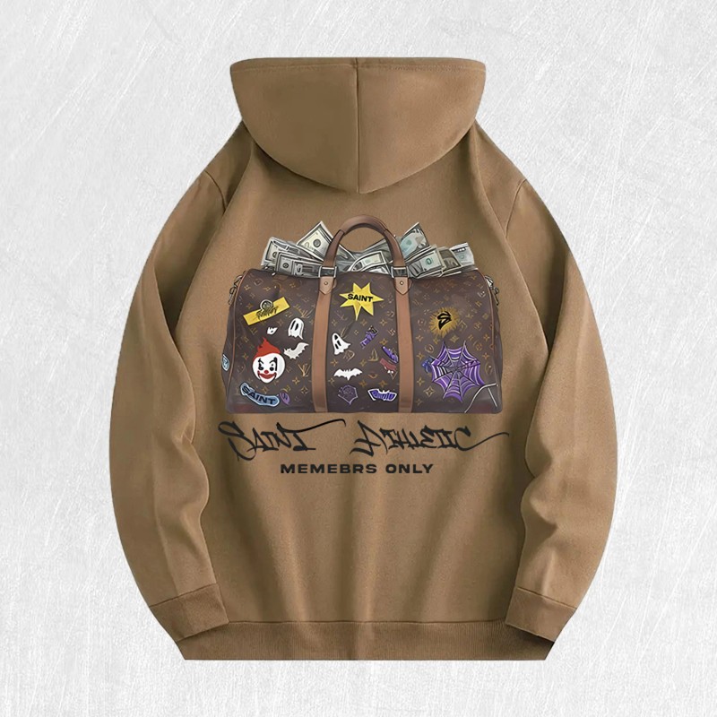 Saint Athletic Money Bag Graphic Hoodie 100% Cotton US Warehouse