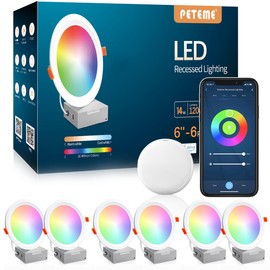 Smart LED Recessed Lighting 6 Inch, IC Rated & ETL Certified Recessed Ceiling Light, RGB & Cool & Warm White Dimmable Color Changing Downlight Work with Alexa/Google, Sync to Music, 1200Lumen,6 Pack