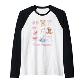 Coquette Mother Baby Nurse MBU Postpartum Nurse Graduation Raglan Baseball Tee