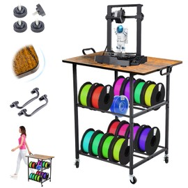XGKHOM 24"x16" Flexible Moved 3D Printer Stand with Filament Storage, 3D Printer Table with Double Side Handles for Easy Movement, Ideal 3D Printer Cart with Wheels for Workbench Studio and Office