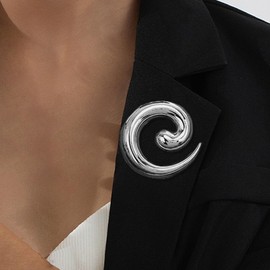 Spiral Brooch for Women Gold Greek Goddess Brooch Pin Chunky Gold Spiral Statement Brooches Minimalist Brooches Pins Fashion Statement Jewelry Accessories (silver)