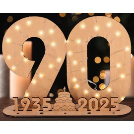 Giftota 2025 Original 90th Birthday Gift Women & Men - Wooden Decorations - 90 Wooden Sign Guest Book