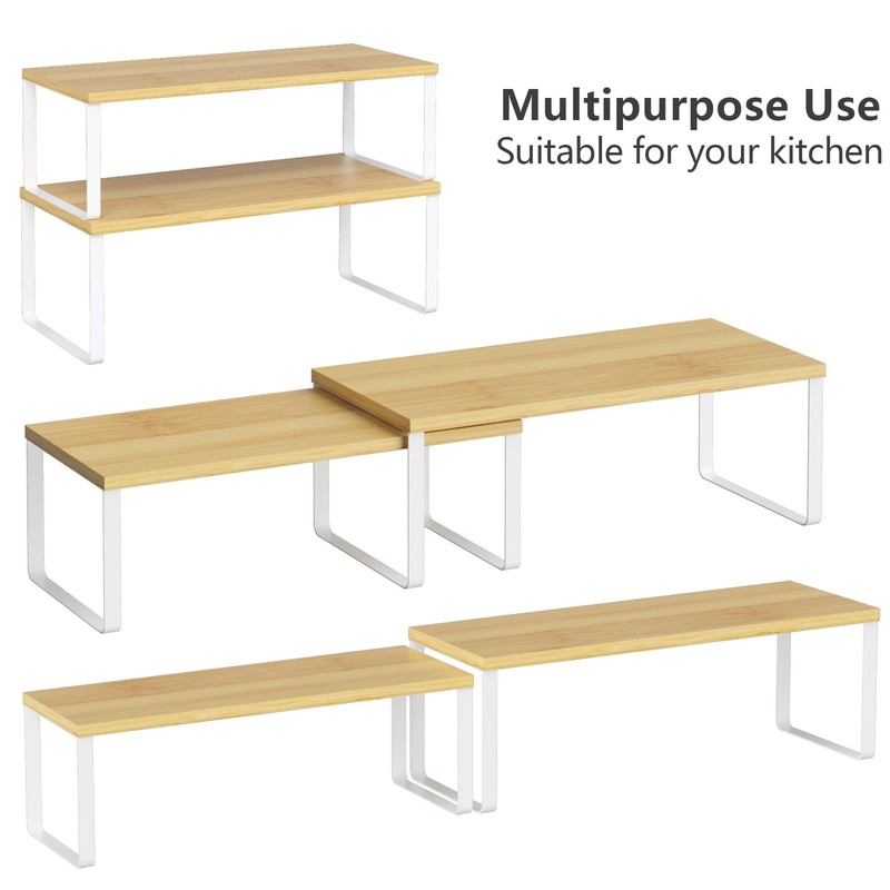 NEX Kitchen Cabinet and Counter Shelf Organizer, Stackable & Expandable,