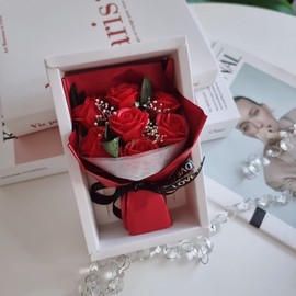 Laura Jay's enshrinement columbarium flower decoration props mini preserved soap bouquet commemorating an adult's grave artificial flower bouquet attachment type high-end pink