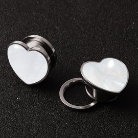 Vankula Ear Tunnel 1 Pair Flesh Plugs Heart Shell Stainless Steel for Men Women Ear Piercing Stretched Jewellery 8 mm to 16 mm, Metal