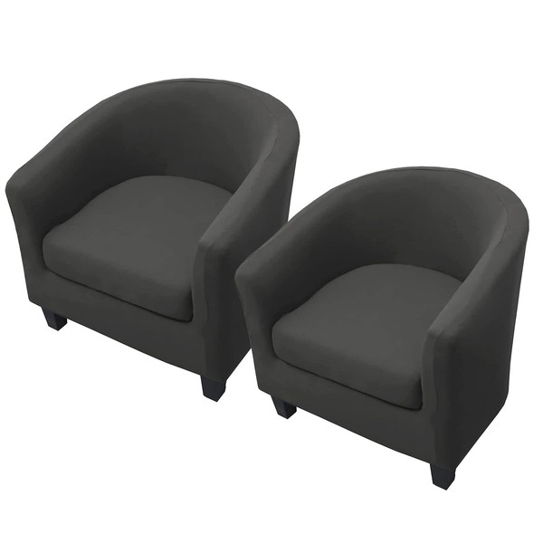WOMACO - Funda elástica para silla de club, 2 piezas, estampada, para sillón, tina, redonda, giratoria, con funda de cojín, parte inferior elástica, protector de muebles para sofá Tullsta (2, gris)