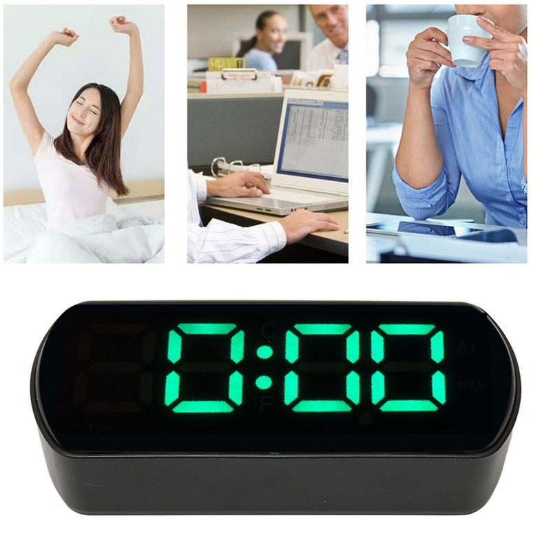 LED Clock Dual Mode Auto Dimming Temperature Display Snooze Function