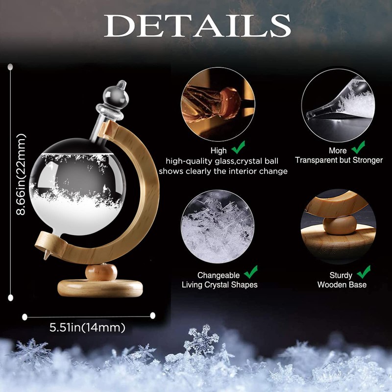 Viitech Storm Glass Weather Forecaster, Globe-Shaped Weather Glass Weather Station,