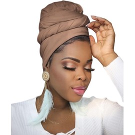 Ftoronaly Turban Head Wraps for Black Women Hair Wraps Stretch Soft Jersey Hijab Scarf Headwraps Headband Camel