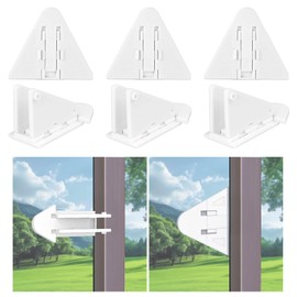 6-Pack Sliding Door Locks for Baby Safety, Viaky Child Cabinet Proofing Strong Adhesive Safety Latch for Sliding Closet/Shower/Patio/Window/Wardrobe (White)