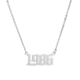 Afstalr Birthday Necklace for Women, Birthday Gift, Charm Pendant, Friendship Jewellery for Girls, 1980-2019, Silver/Gold/Rose Gold