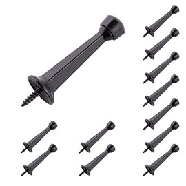HOME MASTER HARDWARE Paquete de 12 topes de puerta rígidos sólidos resistentes – Tope de puerta de 3 pulgadas con acabado negro mate y punta de plásti