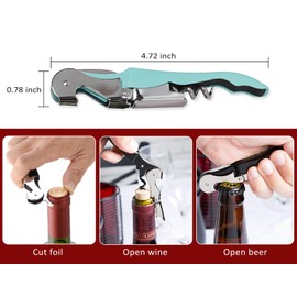 RECUTMS Wine Opener 12 Pack Corkscrews for Bottles Heavy Duty Stainless Steel with Foil Cutter Small Gift for Home Wedding Party Bartenders Servers Waiter（Cyan-Blue）