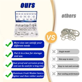 maierke maierke 580PCS Crush Washer Oil Drain Plug,18 Sizes Aluminum Oil Drain Plug Gasket Assortment,Automotive Engine Crush Washers (M6 M8 M10 M12 M14 M16 M18 M20 M22 M24)