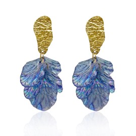 Just Follow arete colgantes de pétalos de rosa blanca para mujeres y niñas, aretes de borla floral de gota larga, aretes de resina exagerados para boda, Acrílico, N/C