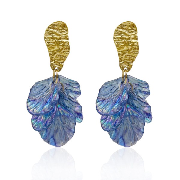 Just Follow arete colgantes de pétalos de rosa blanca para