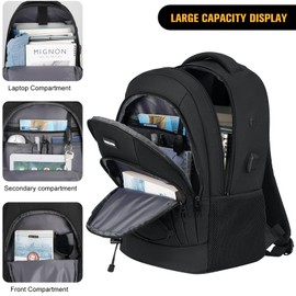 WINDARS Backpack for Men and Women, Casual School Backpacks for Teens Boys and Girls, Water Resistant Bungee Students Bookbag 17.3 inch Laptop Bag with USB Charger for College High School Travel