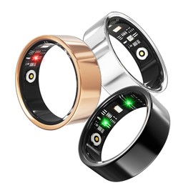 Smart Ring, Smart Tracking Ring, GPS, Smart Health Tracker, Heart Monitor, Sleep Analysis, 50m Waterproof, Bluetooth, iOS, Android, Ring 4 main fitness Mens and Womens, Apnea, Oximeter, Gold