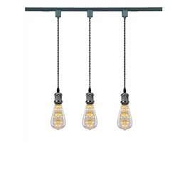 Kiven 3-Light H-Type Wire Track Light Pendants 39.37 Inch Cord Length Black Weave Rope Restaurant Chandelier Decorative Pendant Light Industrial Factory Pendant Lamp 3 Pack,Bulb Not Included