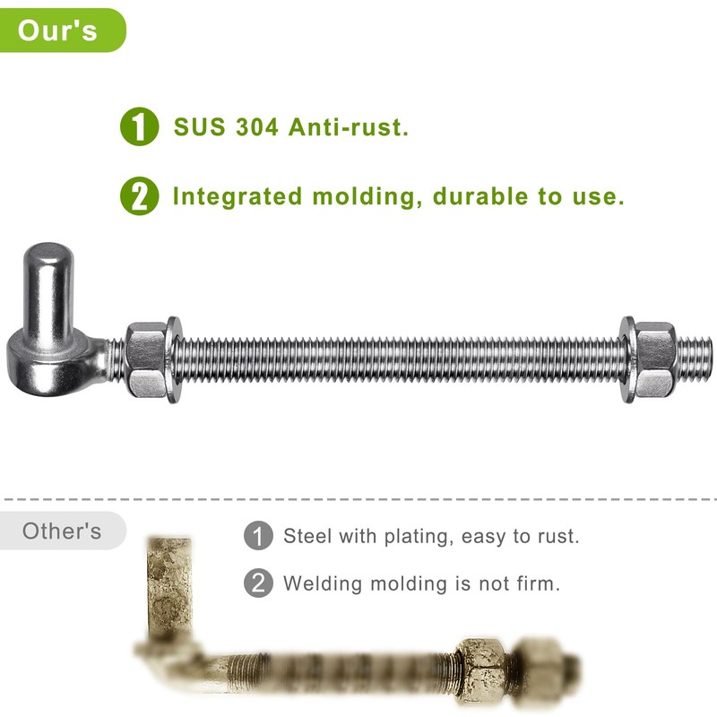 Insaga J Bolt Gate Hinge, 304 Stainless Steel Farm Gate