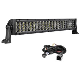 Lumimotor 20" LED Light Bar with Wiring Harness 320W Spot Flood Combo Off Road Driving Light Quad Row Bumper Grille LED Light Bar Kit for Truck Pickup UTV ATV SUV RZR Chevy