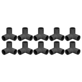 10PCS 3 Way Pipe Fittings PVC Plastic Tee Fitting 90 Degree Elbow Corner Connector 25mm 1in Inner Diameter for Water Pipes Furniture Greenhouse Pipe Joints (Black)