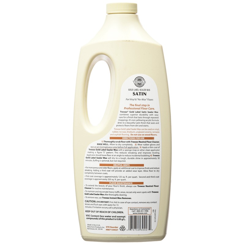 Trewax Professional Gold Label Sealer, Satin, 32-Fluid Ounce