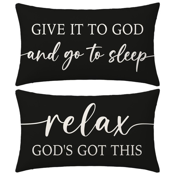 HERHOME Black and White Christian Throw Pillow Covers 12x20 Inch