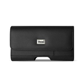 Reiko Horizontal Leather Pouch with Card Holder (6.05X3.18X0.67inch) - Retail Packaging - Black