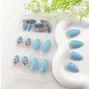 Auiremrti Pack of 24 Blue Flower Press-On Nails, Medium Almond