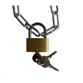 Steel Chain with Padlock | Includes 3 x Keys | Choose Length Between 25 cm to 250 cm | 25 mm Lock + 2 x 22 x 8 mm Galvanised Chain (200 cm)