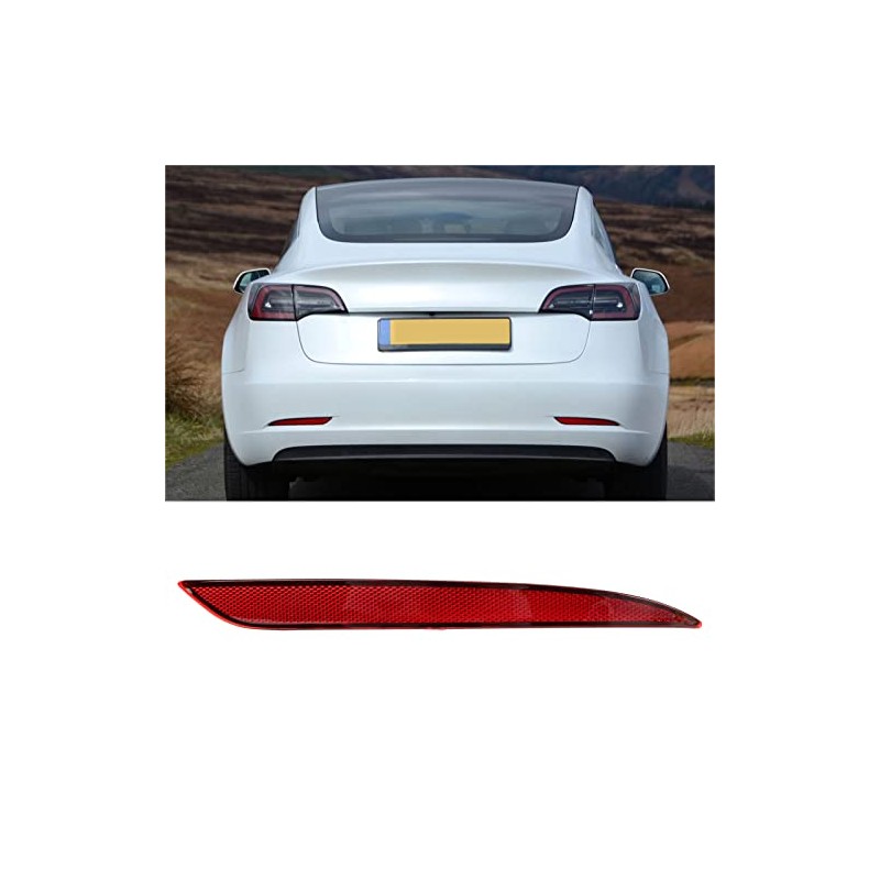 Rear Bumper Reflector for Model 3 2017 to 2023, Red