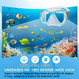 Greatever Dry Snorkel Set,Panoramic Wide View,Anti-Fog Scuba Diving Mask,Professional Snorkeling Gear for Adults