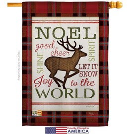Breeze Decor Christmas Cheer to Reindeer Garden House Flags Kit Winter Santa Marry Xmas Present Season Wintertime Snow Small Decorative Gift Yard Banner Made in USA 28 X 40