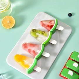 Watermelon Shape Popsicle Molds, Ice Pop Silicone Molds 6 Cavities, Ice Cream Pop Mold, Silicone Popsicles Molds, DIY Ice Pop Molds With Sticks