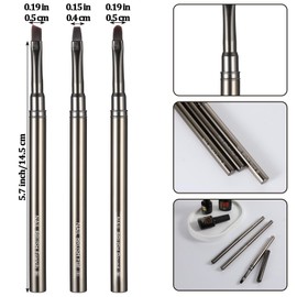 Nail Clean up Brush, 3 PCS Acetone Resistant Nail Polish Remover Pen Painting Design with Flat/Oval/Fine Angled Gel Nail Brush, Nail Art Brush for Cleaning Nail Polish Mistake on the Cuticles(Brown)