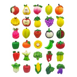 Miswee Resin Fridge Magnet Set Refrigerator Magnetic Sticker whiteboard Home Kitchen Decoration Office Supplies Souvenir (Fruits and Vegetables)