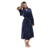 RONGTAI Womens Bathrobe Ladies Fleece Plush Warm Long Robes （Small，Navy