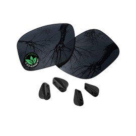 Raydi Polycarbonate Replacement Lenses & Nosepads for Oakley Drop Point OO9367 Rectangular Sunglass - Solid Black - Polarized