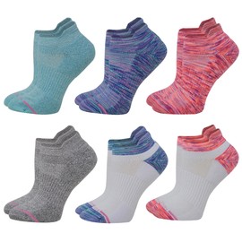 Dr. Motion 6 Pairs Womens Low Cut Ankle Cushioned Breathable Compression Socks (Assorted BF)