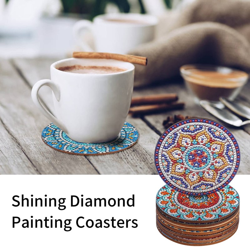 8 Pcs 5D DIY Diamond Arts and Crafts Painting Coasters,