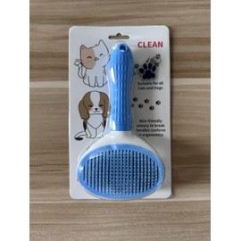 Loro Essentials, Self-Cleaning Slicker Brush Comb, Cat Dog Grooming Long Short Hair, Pet Shedding Massaging Tool One Key Self Clean Rabbits Dog Cat Hair Grooming Comb, paw Pet Stainless (Blue)