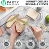 Party Bargains Disposable Plastic Navy Gold Dinner Knives, Infinity Modern