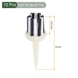 YOKIVE 12 Pcs Golf Tees Brush Type, Low Resistance Plastic Golfing Tees | Golf Accessories, Great for Golf Driver Training (White, 2.2-Inch)