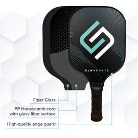 SLNSports Fiberglass Pickleball Paddles Set of 2, Fiberglass Pickle Ball Rackets for Adults with 4 Balls & Case, Pickleball Equipment for Men and Women