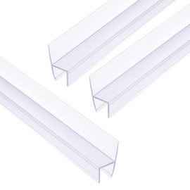 uxcell Shower Door Side Seal, H-Type Shower Door Sweep for 1/2" Glass 47" Long (15.7" x 3 Pcs), 3 Section Segmented Frameless Glass Door Seal Strip, Stop Shower Leaks, Clear