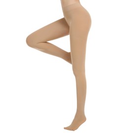 Jiuday Women's Winter Thermal Tights Fleece Lined Winter Tights High Waist Butt Lifting Ultra Soft, no fleece with feet-beige