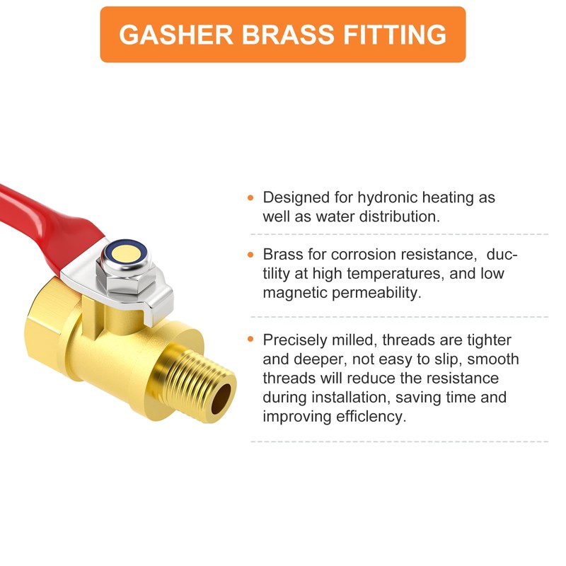GASHER 5PCS 1/8 Inch Brass Mini Ball Valve Shut Off